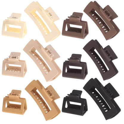 12 Pack Square Claw Clips, Big and Small Neutral Rectangle Hair Claw Clips, Non - Slip Matte Large Hair Clips for Women,Strong Hold Jaw Clip for Thick Thin Hair (Neutral) - WORLD TIME VISITS