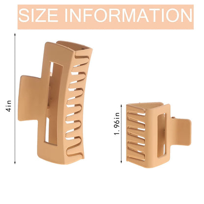12 Pack Square Claw Clips, Big and Small Neutral Rectangle Hair Claw Clips, Non - Slip Matte Large Hair Clips for Women,Strong Hold Jaw Clip for Thick Thin Hair (Neutral) - WORLD TIME VISITS