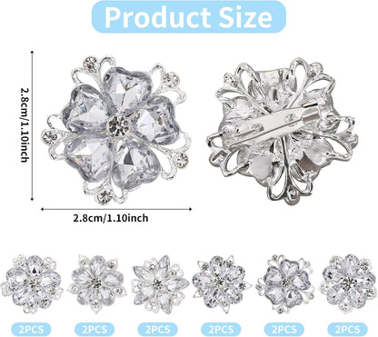 12 Pcs Rhinestone Brooch, Silver Brooch Pins, Assorted Crystal Brooch Pin Small Flower Brooches Pins Decorative Brooch Pins for Crafts Flower Lapel Badge Pins for Women DIY Bridal Wedding Bouquet Kit - WORLD TIME VISITS