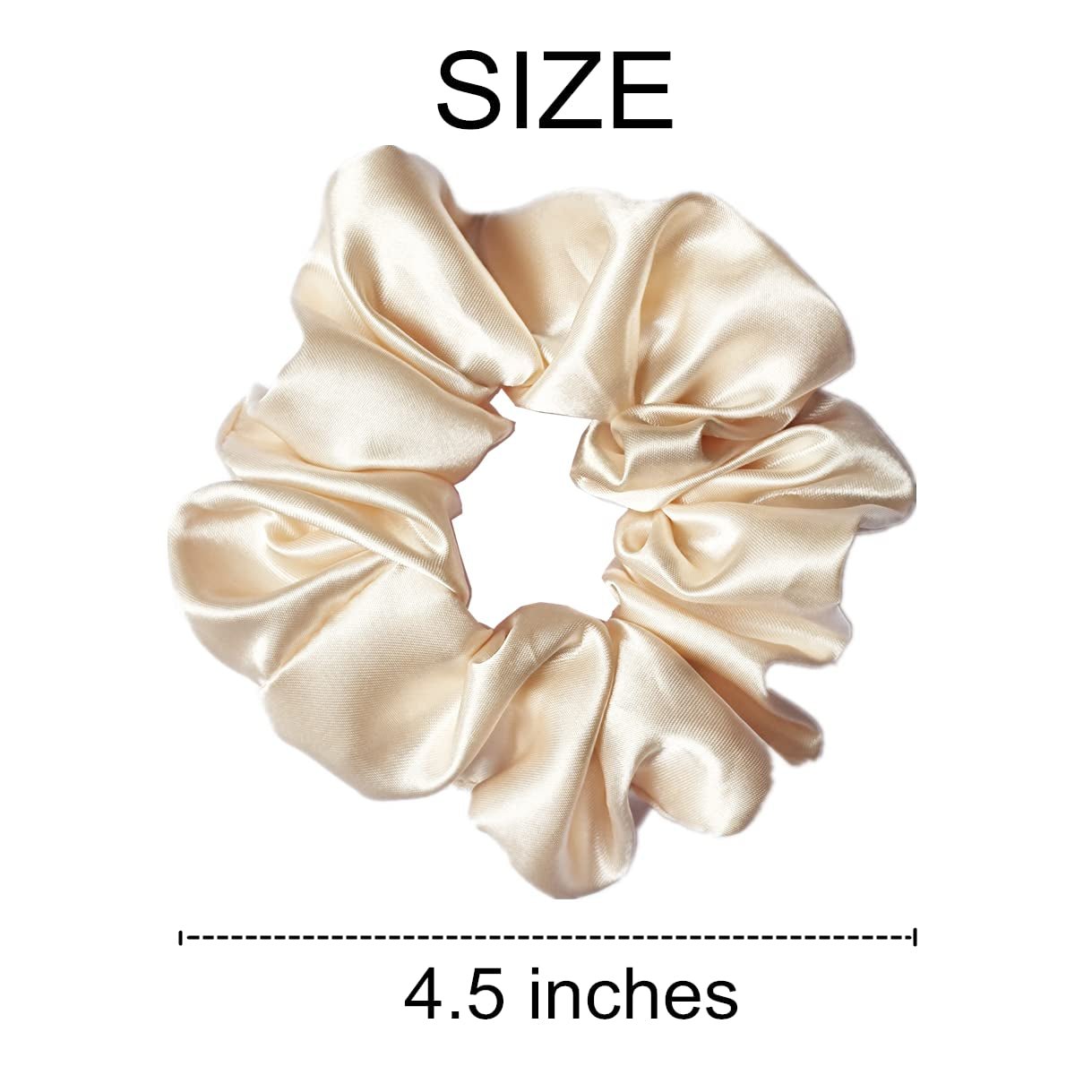 12 Pcs Satin Silk Hair Scrunchies, Beige (4.5 Inch) Soft Hair Ties, Hair Bands, Hair Ropes, Ponytail Holders, Hair Accessories for Women and Girls