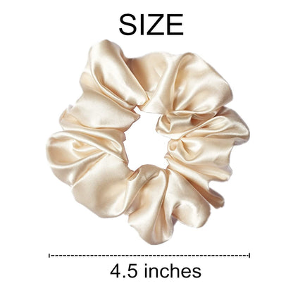 12 Pcs Satin Silk Hair Scrunchies, Beige (4.5 Inch) Soft Hair Ties, Hair Bands, Hair Ropes, Ponytail Holders, Hair Accessories for Women and Girls