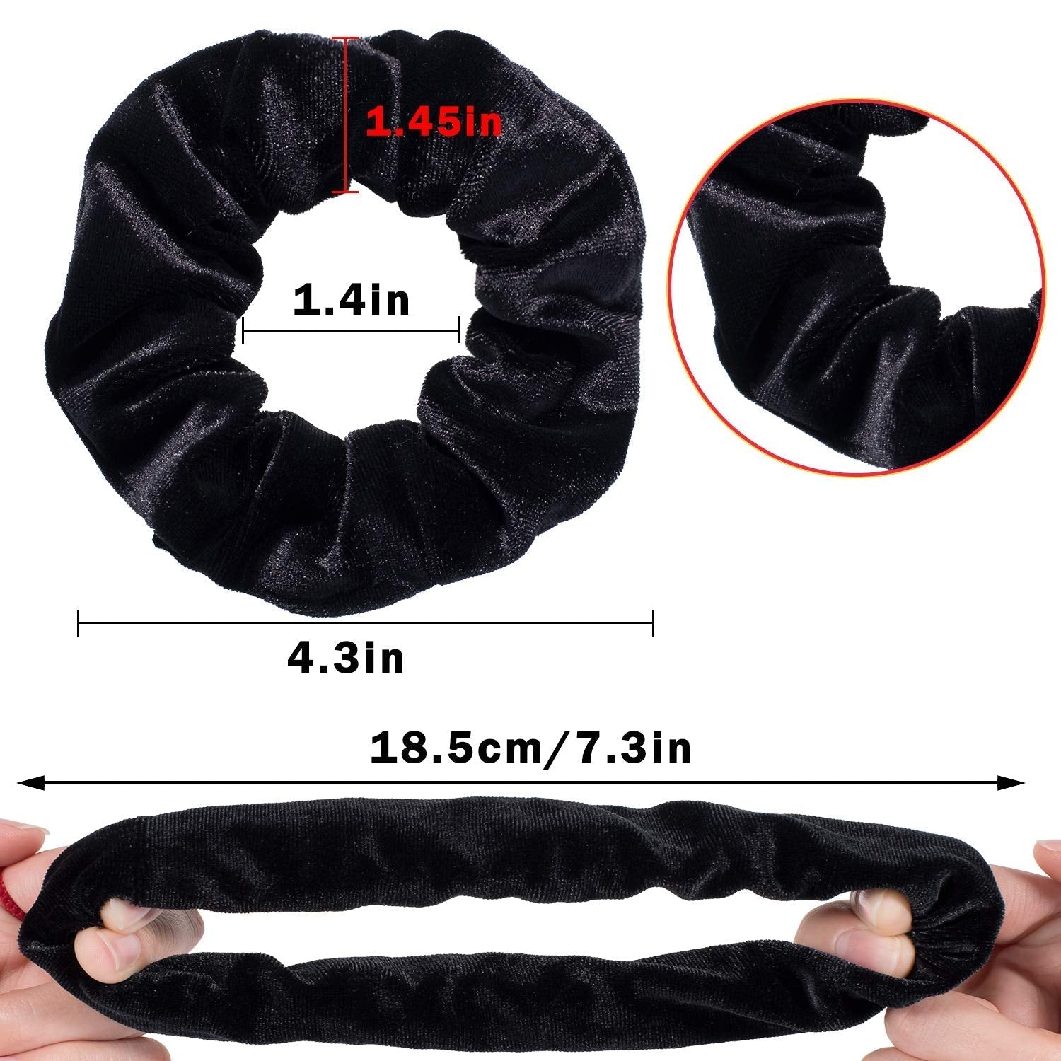 12 Pieces Hair Scrunchies Velvet Elastics Scrunchy Bobbles Soft Hair Bands Hair Ties (Black) - WORLD TIME VISITS