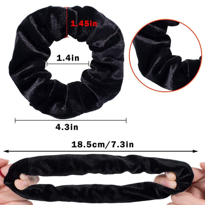 12 Pieces Hair Scrunchies Velvet Elastics Scrunchy Bobbles Soft Hair Bands Hair Ties (Black) - WORLD TIME VISITS
