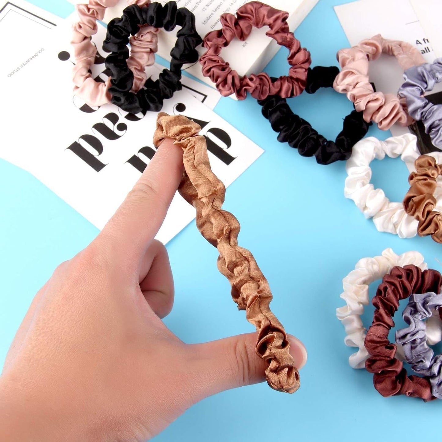 12 Pieces Silk Hair Scrunchies Silk Hair Tie Elastic Ponytail Holders for Women Girls Hair Accessories-002