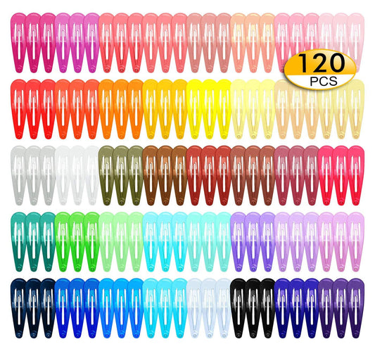 120 Pack Colorful Barrettes, 2 Inch Barrettes Metal Snap Hair Clips Candy Color Hair Accessories for Kids Teens, Toddlers,Women(40 Colors) - WORLD TIME VISITS