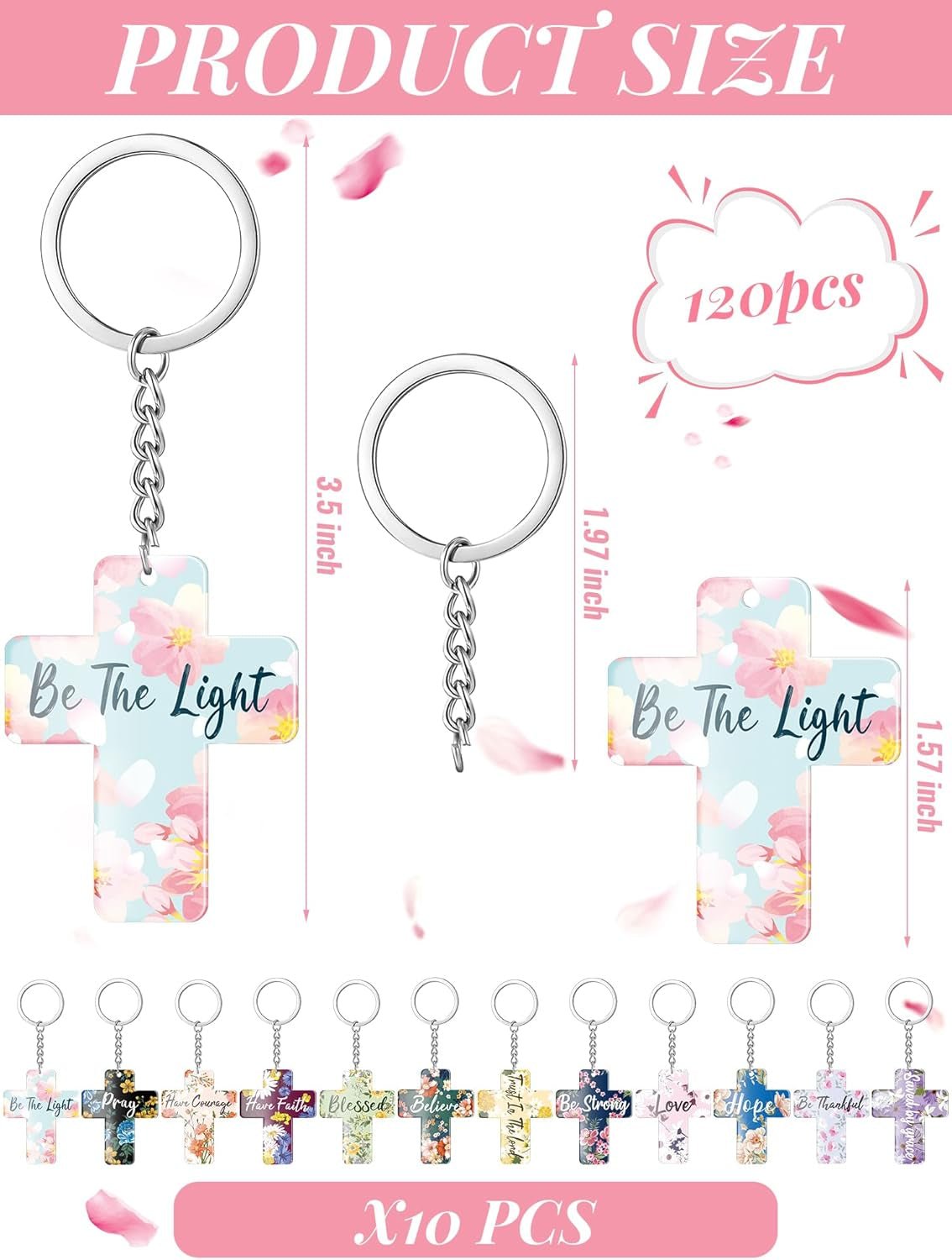 120 Pcs Bible Verse Keychains Christian Key Rings Cross Keychains Inspirational Acrylic Religious Key Rings Floral Bible Verse Jewelry for Women Men - WORLD TIME VISITS