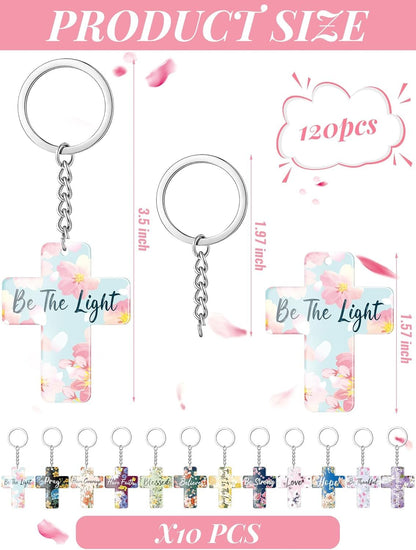 120 Pcs Bible Verse Keychains Christian Key Rings Cross Keychains Inspirational Acrylic Religious Key Rings Floral Bible Verse Jewelry for Women Men - WORLD TIME VISITS