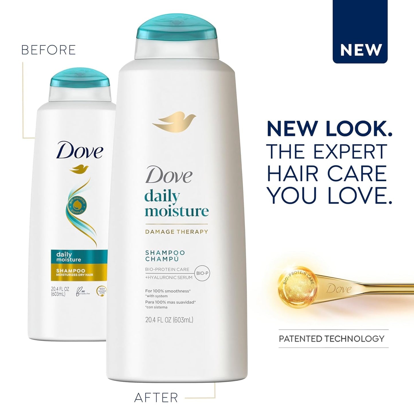 Damage Therapy Shampoo Daily Moisture for Dry Hair Shampoo with Bio-Protein Care 20.4 Fl Oz