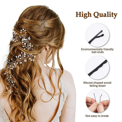 120Pcs Bobby Pins Black, 2Inches Bobby Hair Pins Bulk with Box for Women Girls