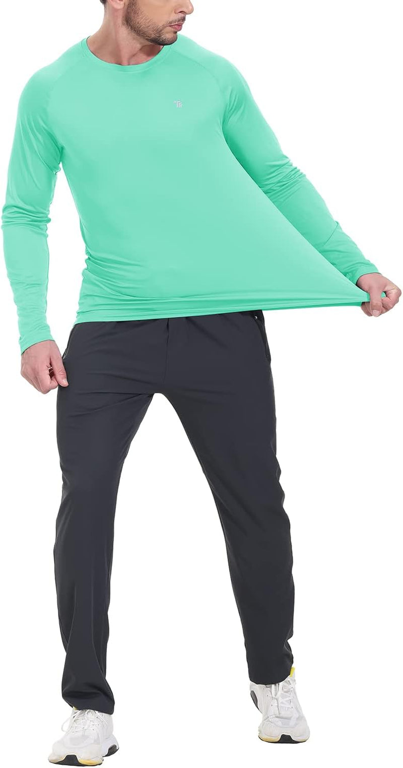 Mens Sun Protection Hiking Shirts Long Sleeve Water UPF 50+ SPF UV Shirts Lightweight Fishing Hiking Swimming