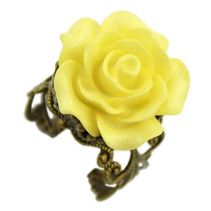 Vintage Jewelry Wholesale Hot Selling Promotion Bronze Alloy Gothic Black Rhinestone Rose Rings for Women