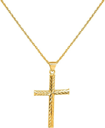 925 Sterling Silver Diamond Cut Cross Pendant Silver Rope Chain Necklace for Women & Men Religious Jewelry - Made in Italy Comes with a Gift Box - WORLD TIME VISITS