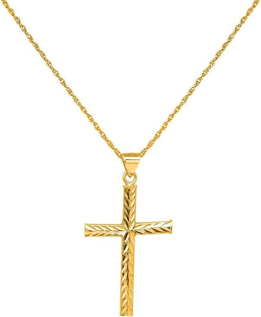 925 Sterling Silver Diamond Cut Cross Pendant Silver Rope Chain Necklace for Women & Men Religious Jewelry - Made in Italy Comes with a Gift Box - WORLD TIME VISITS