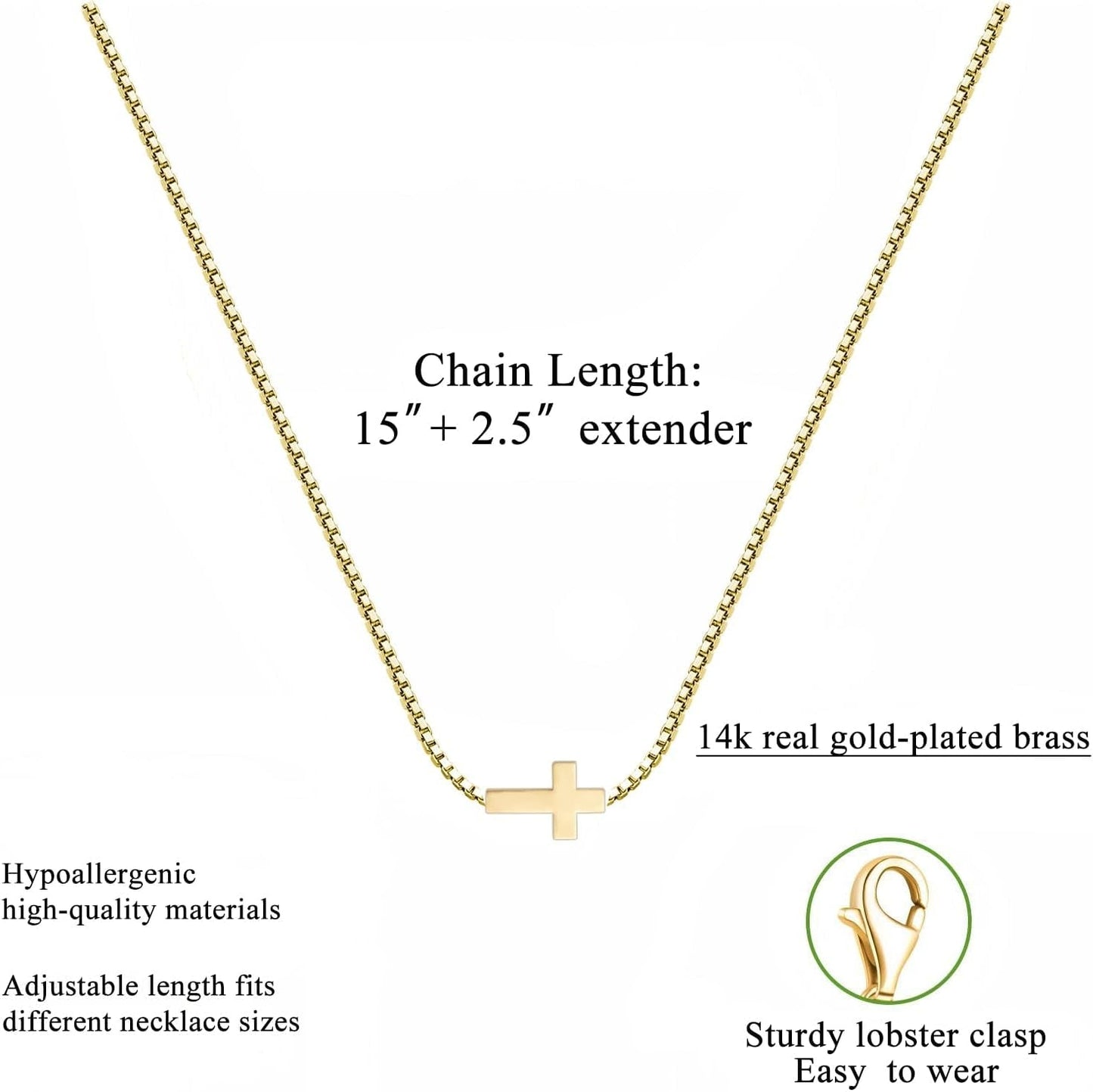 Emerald Birthstone Necklace for Women 14K Real Gold Plated Dainty Cross Pendant Cubic Zirconia Charm Chain Necklace Birthday Gifts for Women Jewelry