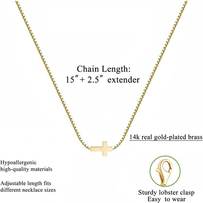 Emerald Birthstone Necklace for Women 14K Real Gold Plated Dainty Cross Pendant Cubic Zirconia Charm Chain Necklace Birthday Gifts for Women Jewelry