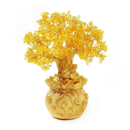Resin Citrine Feng Shui Money Tree Lucky Tree Home Decoration Ornament Festival Holiday Gifts Bring Wealth