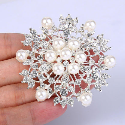 Women'S Wedding Corsage Clear Crystal Simulated Pearl Elegant Flower Leaf Brooch for Women, Bride - WORLD TIME VISITS