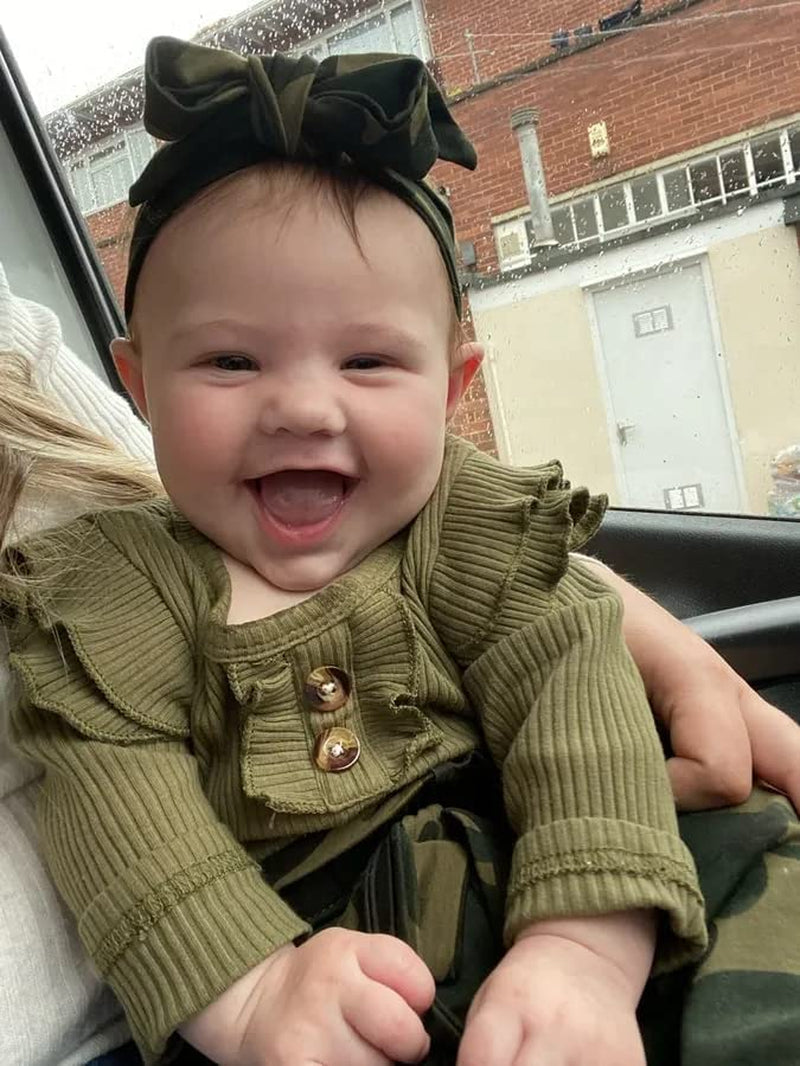 Newborn Baby Girl Clothes Ribbed Ruffle Sleeve Romper + Floral Pants + Headband Cute Infant Baby Girl Outfit 3Pcs - WORLD TIME VISITS