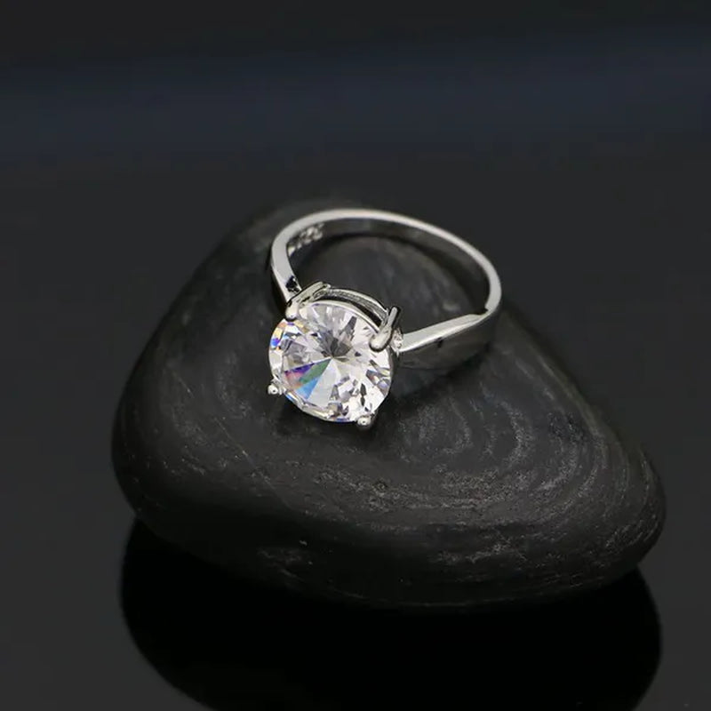 White Topaz 925 Sterling Silver Jewelry Ring Pendant Chain Earrings Set Classic Wedding Jewelry for Women Bride 3Pcs