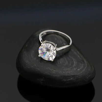 White Topaz 925 Sterling Silver Jewelry Ring Pendant Chain Earrings Set Classic Wedding Jewelry for Women Bride 3Pcs