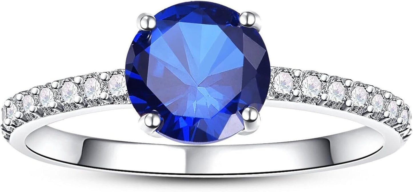 1.25Ct White Gold Plated Engagement Ring for Women, 7Mm round Cut Solitaire Cubic Zirconia Engagement Ring Wedding Ring for Women Promise Ring Band Width 1.8Mm Size 5 - 9 - WORLD TIME VISITS