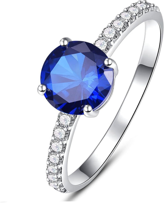 1.25Ct White Gold Plated Engagement Ring for Women, 7Mm round Cut Solitaire Cubic Zirconia Engagement Ring Wedding Ring for Women Promise Ring Band Width 1.8Mm Size 5 - 9 - WORLD TIME VISITS
