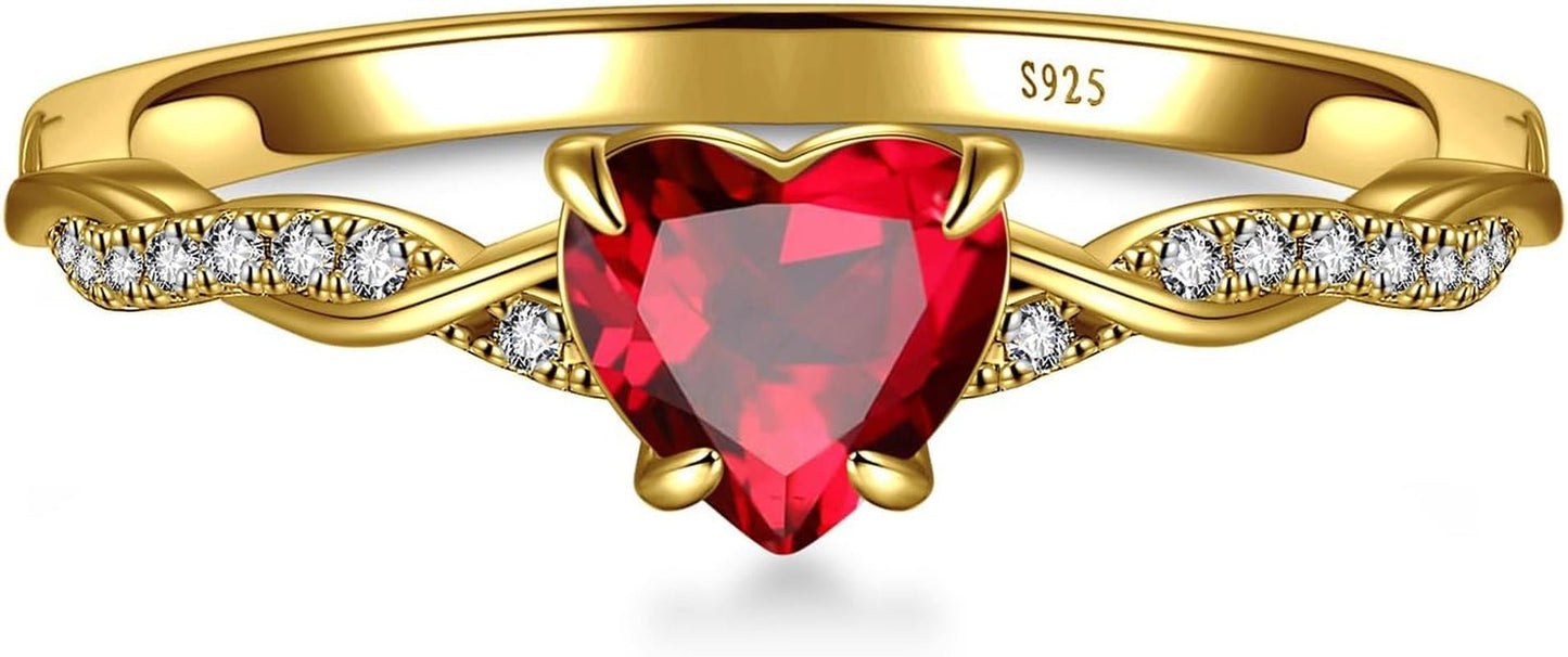 1.25Ct Womens Heart Promise Ring, 925 Sterling Silver Heart Cut Created Emerald/Sapphire/Amethyst/Ruby/Cubic Zirconia/Opal Twisted Vine Engagement Ring for Women Size 5 - 10 - WORLD TIME VISITS