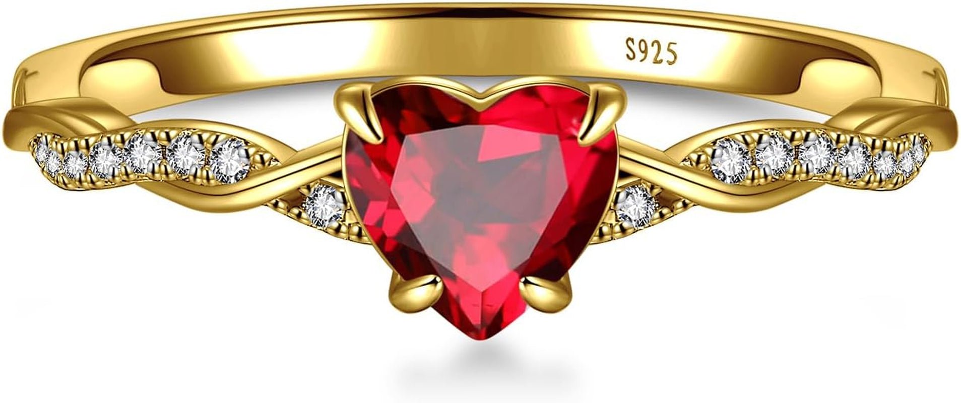 1.25Ct Womens Heart Promise Ring, 925 Sterling Silver Heart Cut Created Emerald/Sapphire/Amethyst/Ruby/Cubic Zirconia/Opal Twisted Vine Engagement Ring for Women Size 5 - 10 - WORLD TIME VISITS