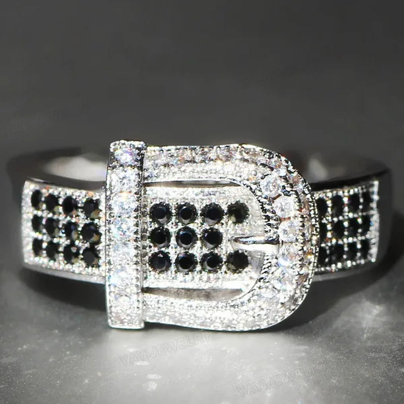 Noble Silver White Sapphire Birthstone Gemstones Engagement Wedding Belt Ring Size 6 7 8 9 10
