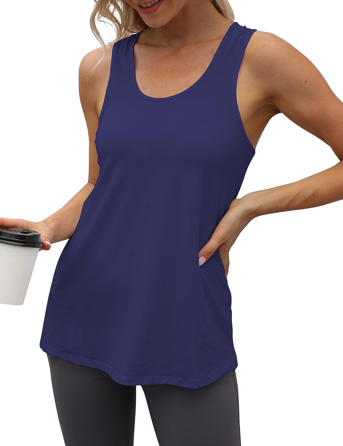 Womens Workout Athletic Tank Tops Loose Gym Yoga Racerback Sleeveless Running Sports Shirts Tops