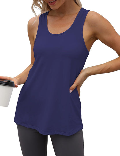 Womens Workout Athletic Tank Tops Loose Gym Yoga Racerback Sleeveless Running Sports Shirts Tops