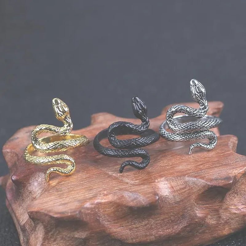 12/8/5/2/1Pcs: Lnnovative snake ring, movable mouth ring, Old gold, old silver, rose gold, gold, gun black，silver,6colors to choose from