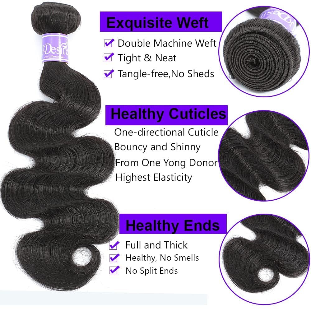 12A Body Wave Bundles Human Hair 8 Inch 1 Bundles 100% Unprocessed Brazilian Virgin Raw Hair Extensions Natural Black Weave Real Human Hair for Women