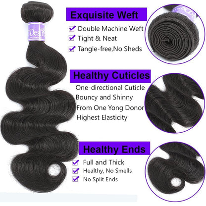 12A Body Wave Bundles Human Hair 8 Inch 1 Bundles 100% Unprocessed Brazilian Virgin Raw Hair Extensions Natural Black Weave Real Human Hair for Women