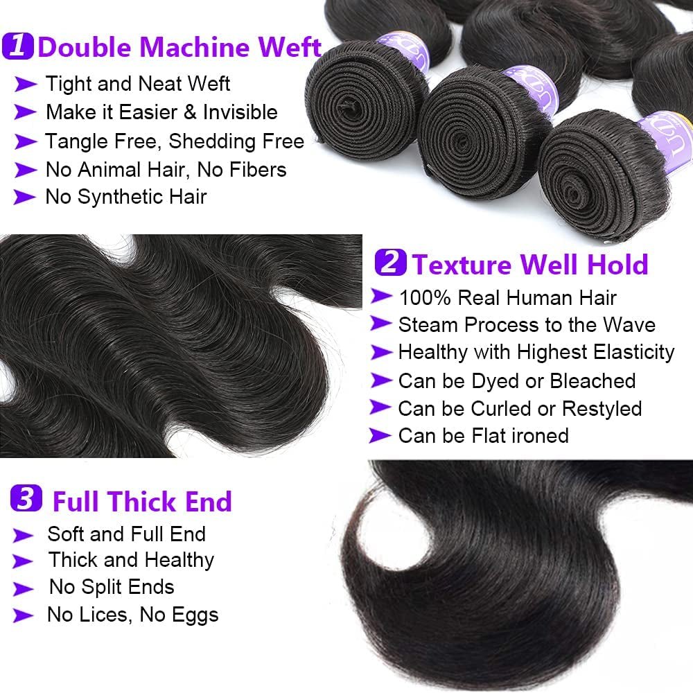 12A Body Wave Bundles Human Hair 8 Inch 1 Bundles 100% Unprocessed Brazilian Virgin Raw Hair Extensions Natural Black Weave Real Human Hair for Women - WORLD TIME VISITS