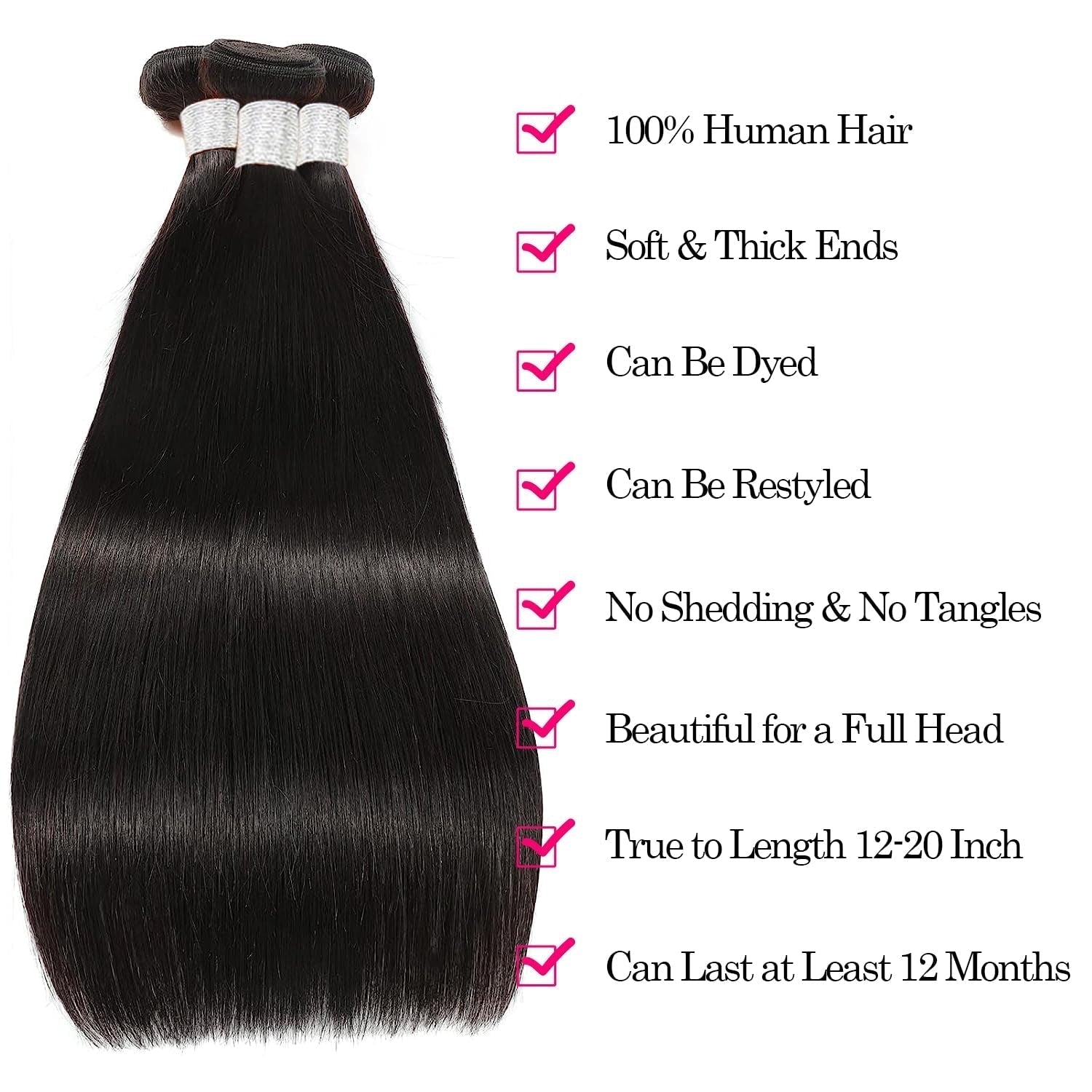 12A Human Hair Bundles Straight 16 18 20 Inch 3 Bundles Human Hair 100% Unprocessed Brazilian Virgin Hair Bundles Deals Human Hair Weave Bundles Human Hair Extension Double Weft Natural Color - WORLD TIME VISITS