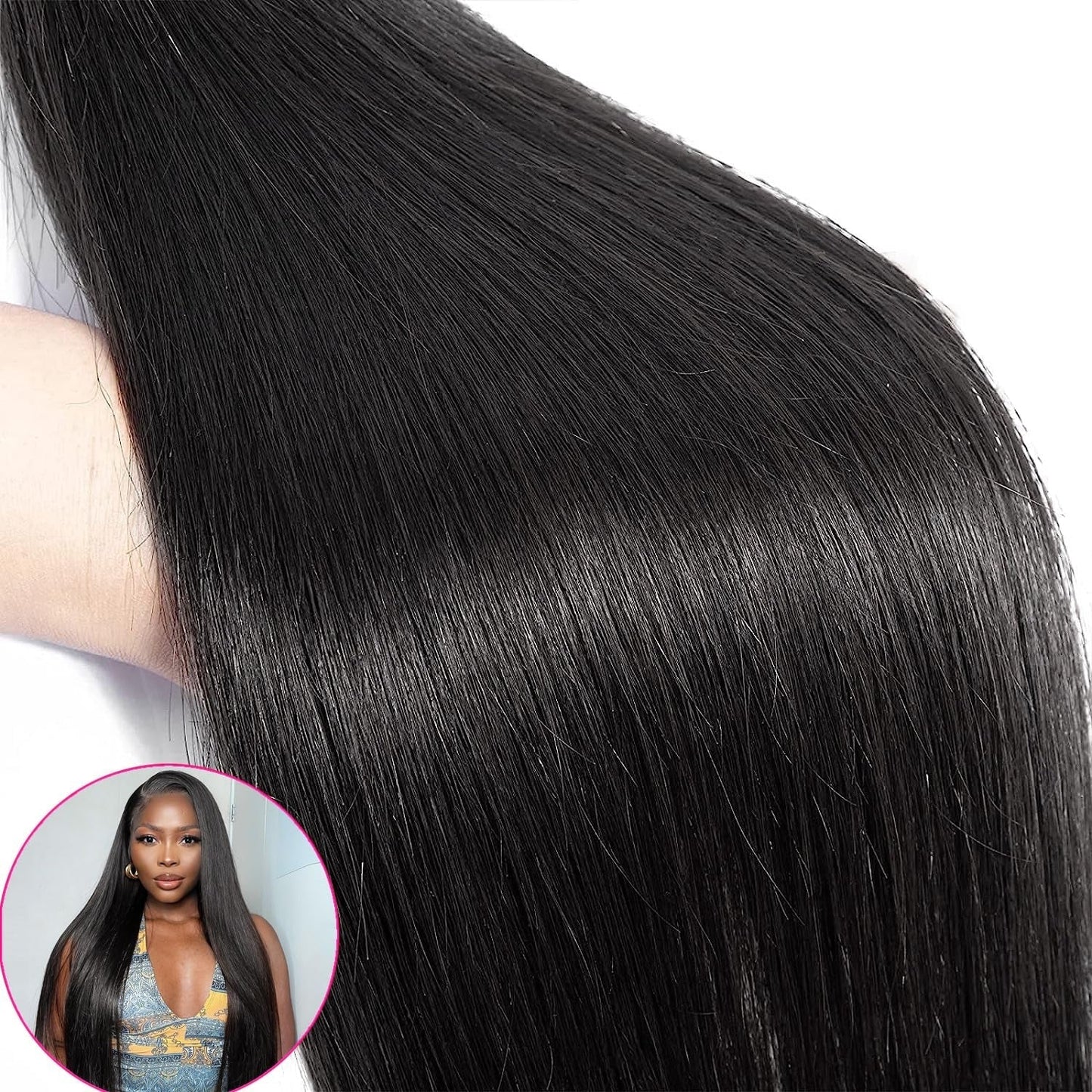 12A Human Hair Bundles Straight 16 18 20 Inch 3 Bundles Human Hair 100% Unprocessed Brazilian Virgin Hair Bundles Deals Human Hair Weave Bundles Human Hair Extension Double Weft Natural Color