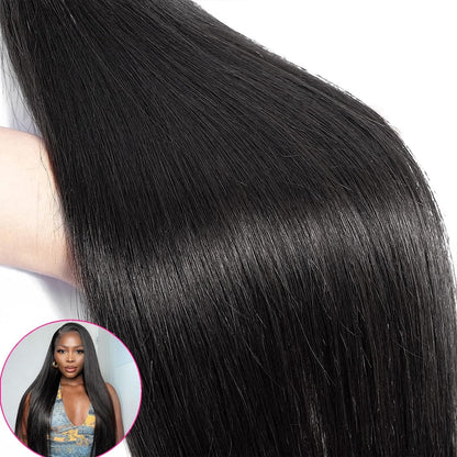 12A Human Hair Bundles Straight 16 18 20 Inch 3 Bundles Human Hair 100% Unprocessed Brazilian Virgin Hair Bundles Deals Human Hair Weave Bundles Human Hair Extension Double Weft Natural Color