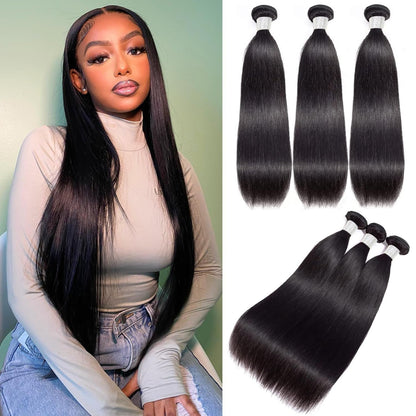 12A Human Hair Bundles Straight 16 18 20 Inch 3 Bundles Human Hair 100% Unprocessed Brazilian Virgin Hair Bundles Deals Human Hair Weave Bundles Human Hair Extension Double Weft Natural Color - WORLD TIME VISITS