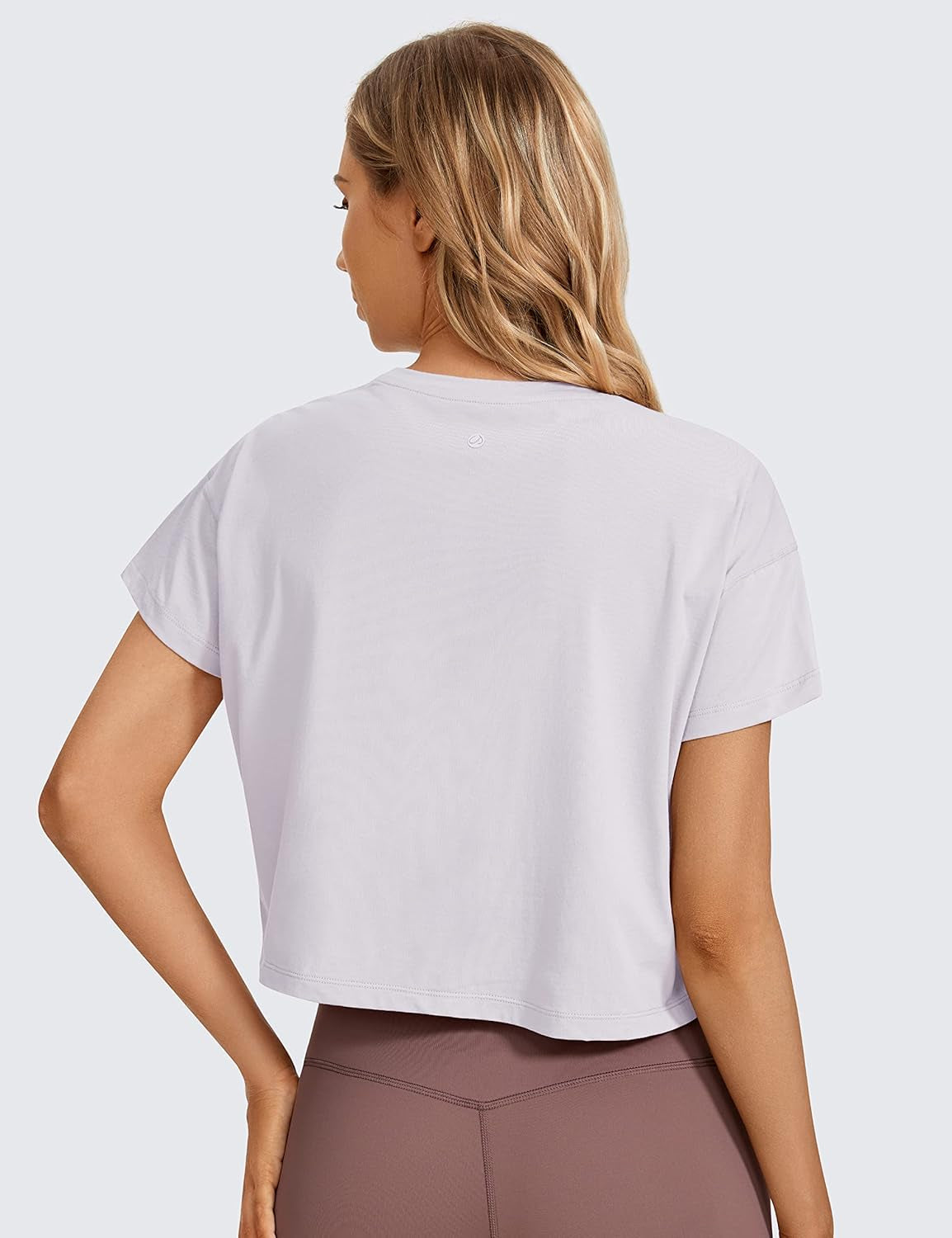 Women'S Pima Cotton Workout Short Sleeve Shirts Loose Athletic Crop Tops Gym Casual Cropped T-Shirt