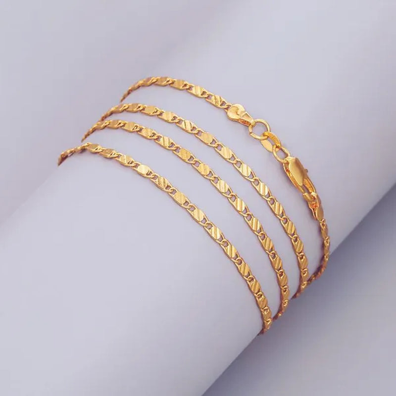 New Fashion Luxury Exquisite Men and Women Fashion Solid  Chain Necklace 2mm Wide and Thin Necklace Bridal Wedding Engagement High Jewelry Size: 16-30 Inches