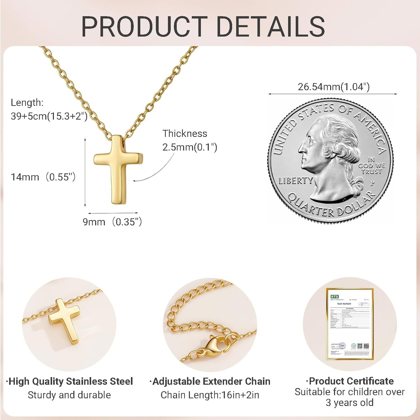 Valentines Day Gifts for Kids-Cross Necklace Gifts for Boys,Small Cross Pendant Necklace Religious First Communion Confirmation Baptism Jewelry Gifts