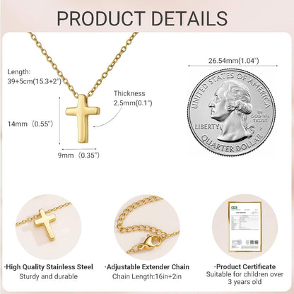 Valentines Day Gifts for Kids-Cross Necklace Gifts for Boys,Small Cross Pendant Necklace Religious First Communion Confirmation Baptism Jewelry Gifts