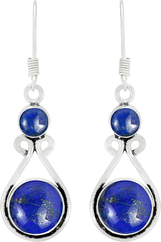 12Cts round Shape Natural Semi Precious Gemstones Earrings for Women, Handmade Bohemian Dangle Earrings Jewelry Women'S Day Gifts for Mom Wife - WORLD TIME VISITS