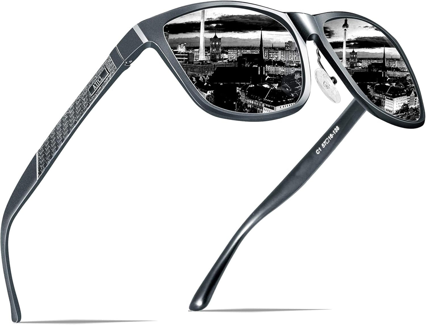 Men'S Retro Metal Frame Driving Polarized Sunglasses for Men Sun Glasses