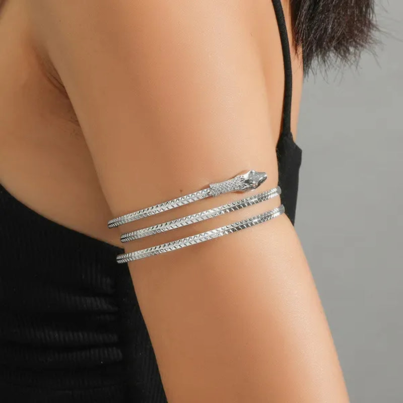 Metal Arm Cuff Upper Arm Bracelet Band for Women Gold Silver Color Armlet Snake Armband Adjustable Arm Cuff Bangle POE
