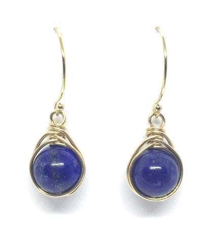 YAMI HUNT JEWELRY,  Earrings, Lapis Dangle Earrings, 8MM, 14K Gold Filled, Lapis Lazuli Earring, Blue Earrings, Lapis Lazuli Stone - WORLD TIME VISITS