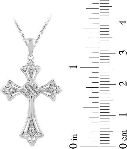 Sterling Silver Diamond Accent Cross Pendant Necklace, 18"