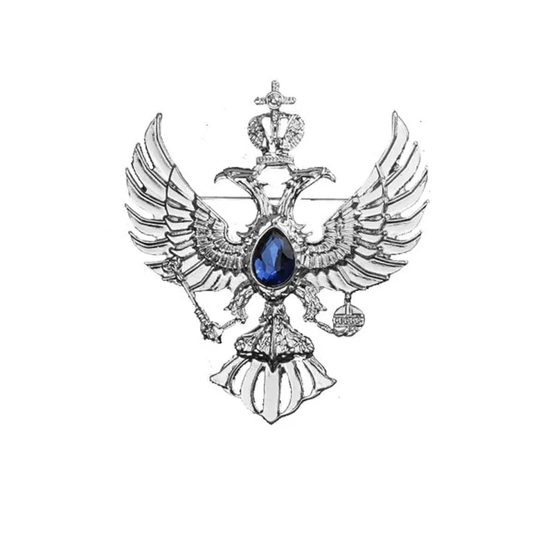 Retro Double-headed Eagle Russian National Emblem Brooches Antique Gold Color Crystal Badge Lapel Pin Women Men Clothes Suit Jewelry Clips