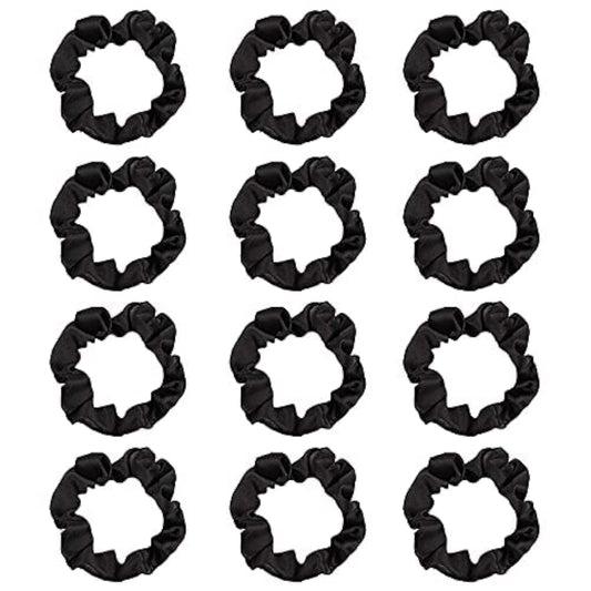 12Pcs Satin Hair Scrunchies, Black Scrunchies Hair Ties Elastic Hair Bands Ponytail Holder Hair Accessories Teen Girl Gifts Trendy Stuff - WORLD TIME VISITS